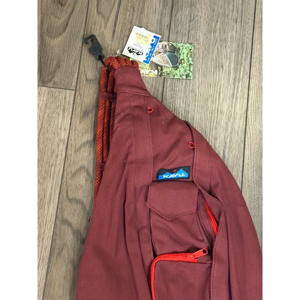 NWT KAVU Original Rope Bag Sling Pack Crossbody Port Maroon Burgundy Canvas
